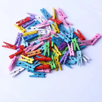 

2020 New 50PCS Clothespins Colored Mini Decorative Clothespins Wooden Craft Clips Photo Paper Hanging Spring Clip Clothes Peg L5