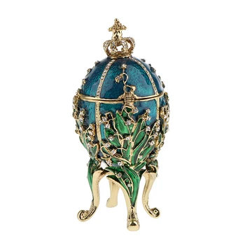 

Flower And Crown Rhinestone Easter Egg 4-Leg Stand Jewelry Box Mini Egg