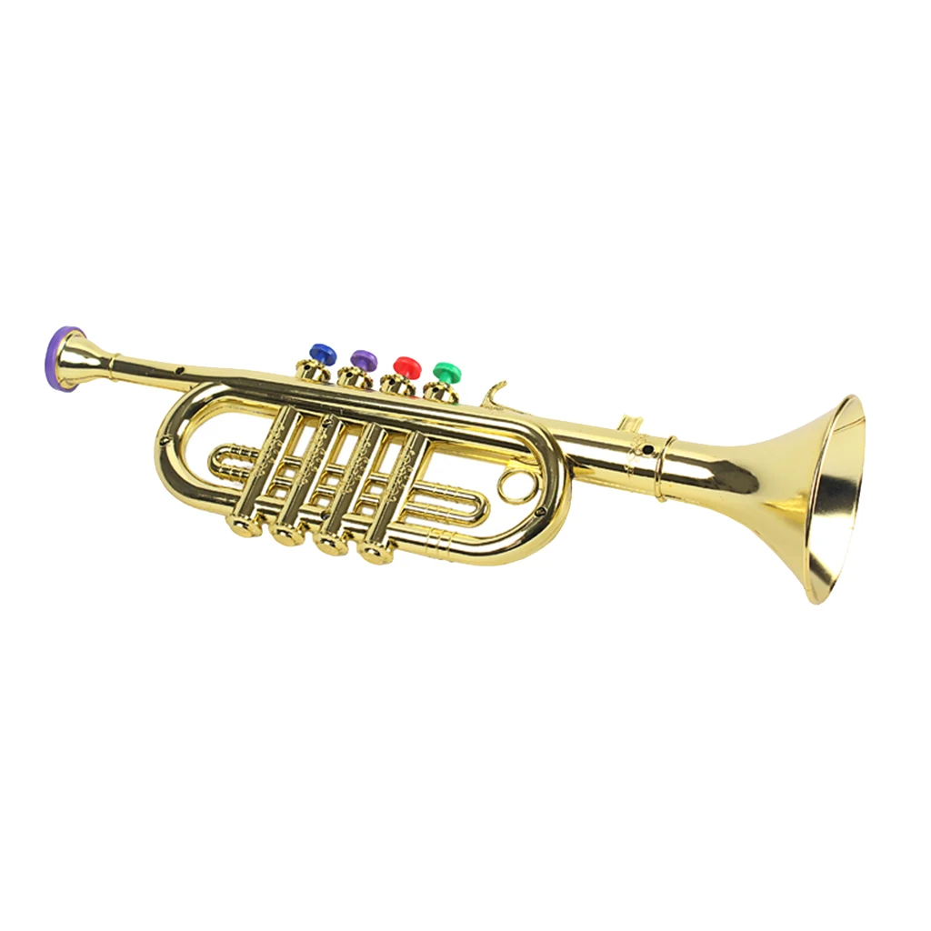 1x Kids Trumpet Plastic with 3 Colored Keys for Early Developmental Toy Golden Music Education Tooyful Children