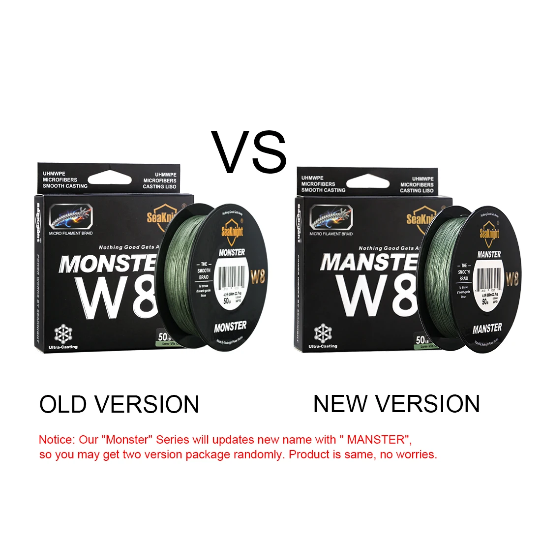 SeaKnight Brand MONSTER/MANSTER W8 Fishing Line 150M 300M 500M 8 Strands  Braided Fishing Line Multifilament PE Line 15 -100LB