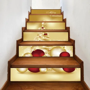 

Christmas Golden Bells Stairs Stickers Merry Xams New Year Art Wall Decals for Bedroom Living Room Stairs Home Decor HQ067
