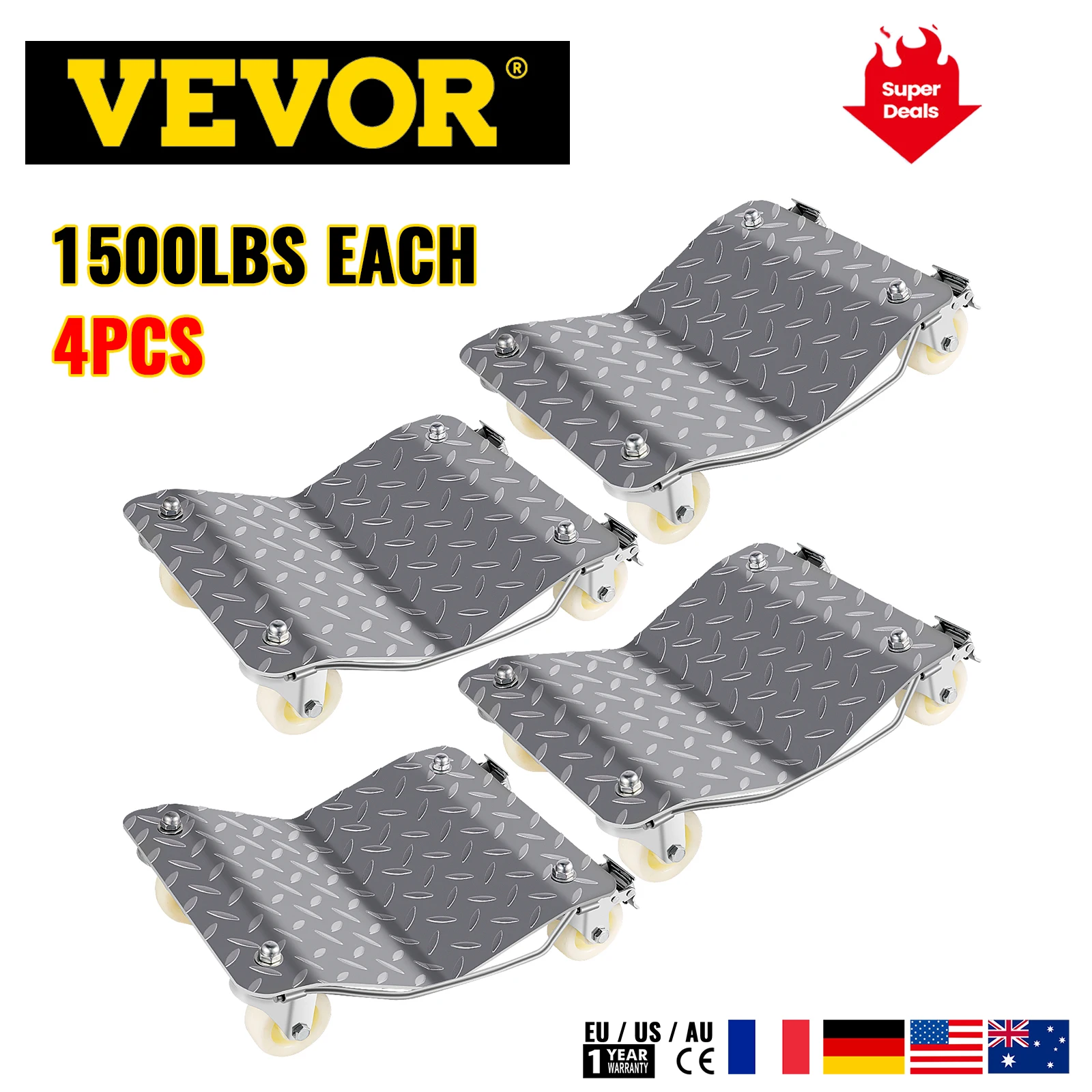 VEVOR 4 шт. колесные тележки для автомобильных шин транспортных средств движущиеся