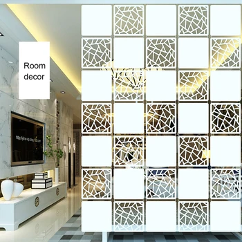 

12pcs Room Divider Folding Screen Partition Room Separator Screens Wall Wooden-plastic Decorative Panel White 29X29cm