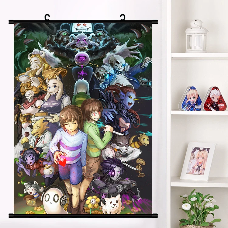 

Anime Undertale Sans Frisk Flowey Chara Wall Scroll Mural Poster Wall Hanging Poster Home Decor Collection Art Gifts