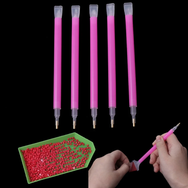 5Pcs DIY 5D Diamond Painting 3-Piece Rhinestone Sticky Pen Embroidery Stich Tool Q6PE