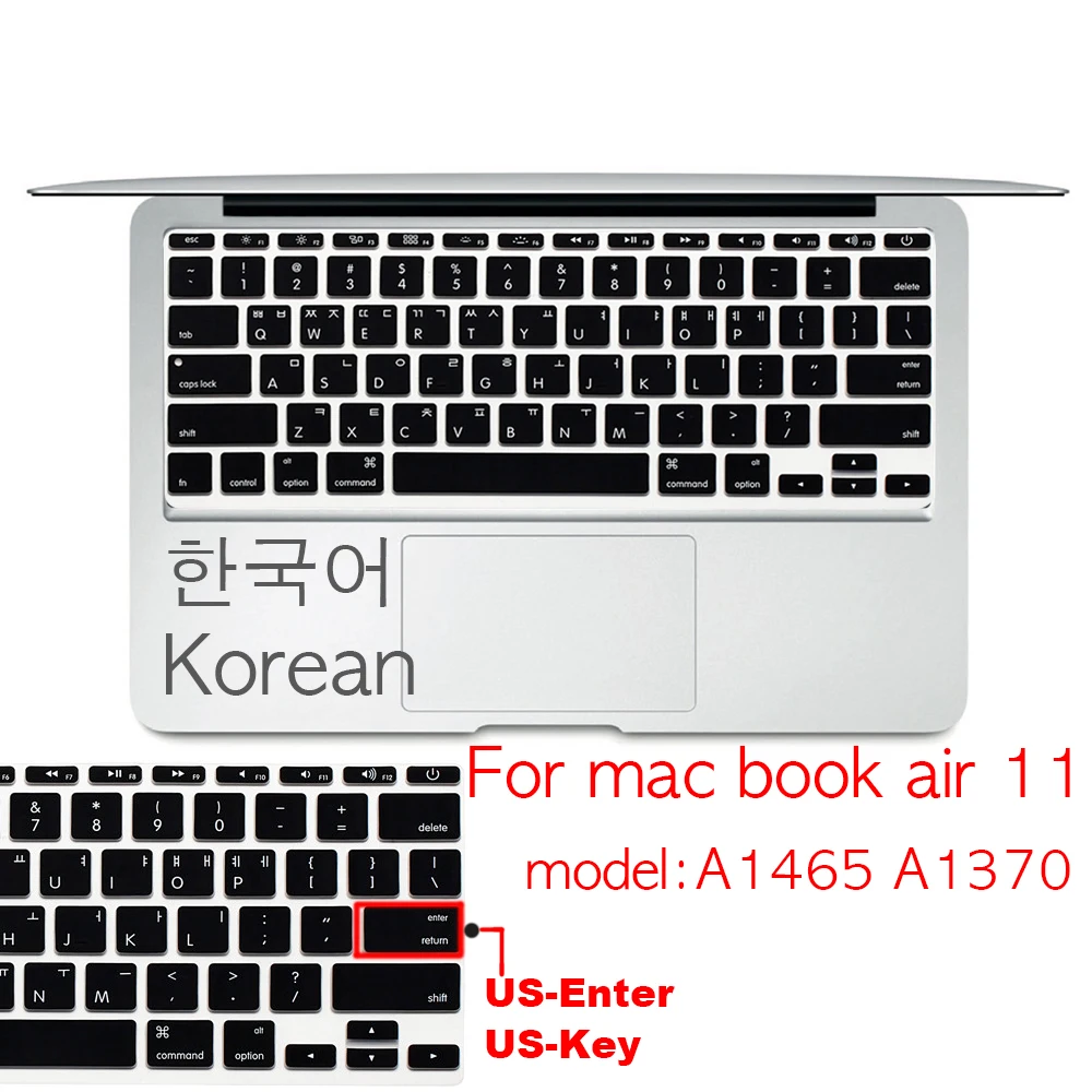Корейский US-Key US-Enter чехол для клавиатуры защитный чехол для Macbook Pro 13Air 11 12 15 touchbar A2159 A1466 A1932/A1990/A1398/A1708 - Цвет: Air 11 inch US-Enter