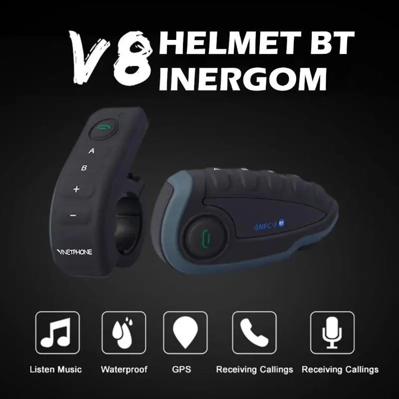 V8 мотоциклетный шлем Bluetooth гарнитура 5 всадников BT внутренняя связь fm-радио NFC полный дуплексный гарнитура для общения музыки с FM