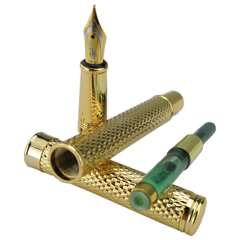 Dourada para Escrever Crocodilo Clássico Totalmente Metal Caneta Fonte Belas Ondulações Pettern Prata & Cor Presente 218 6 High Quality Material escolar e de escritório