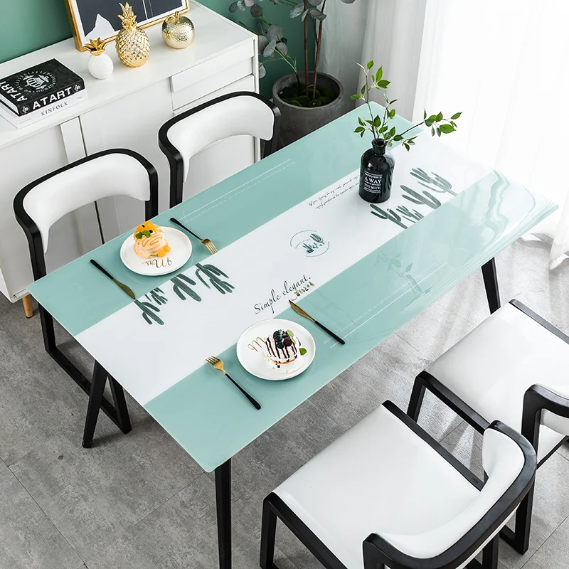 

Nordic creative green cactus PVC tablecloth waterproof Heat resistant oil-proof coffee table mat party table decoration
