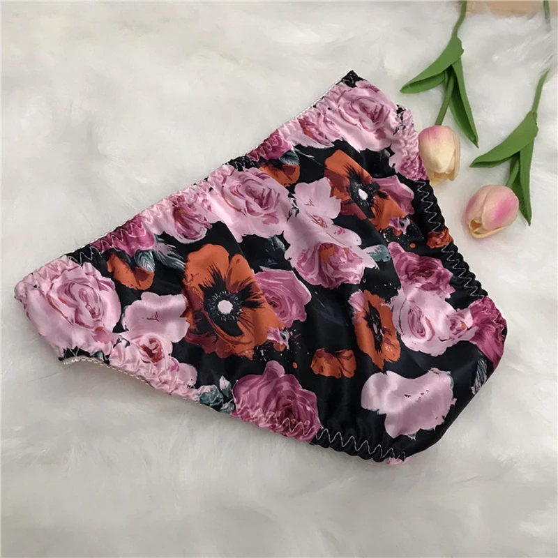 Sexy Gay Underwear Men Briefs Shorts Cueca Silk Flower Panties Man Flower Seamless Sissy Underpants Plus Size M-4XL 6