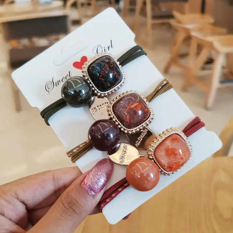 

Net red Korean version ins temperament leather band hair rope Korea tie hair loop Bracelet dual purpose simple headdress