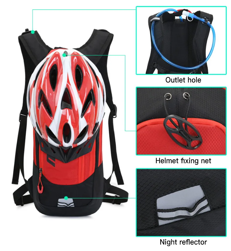 2021 New 10L Sport MTB Bike Backpack Water Cycle Bags Running Cycling Hydration Bicycle Backpacks with Reflector Strips XA126Q