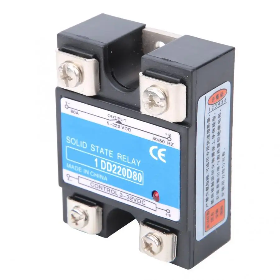 10A/25A/40A/60A/75A/80A/100A/120A твердотельное реле DC-DC SSR вход 3-32VDC нагрузки 5-220VDC реле управления