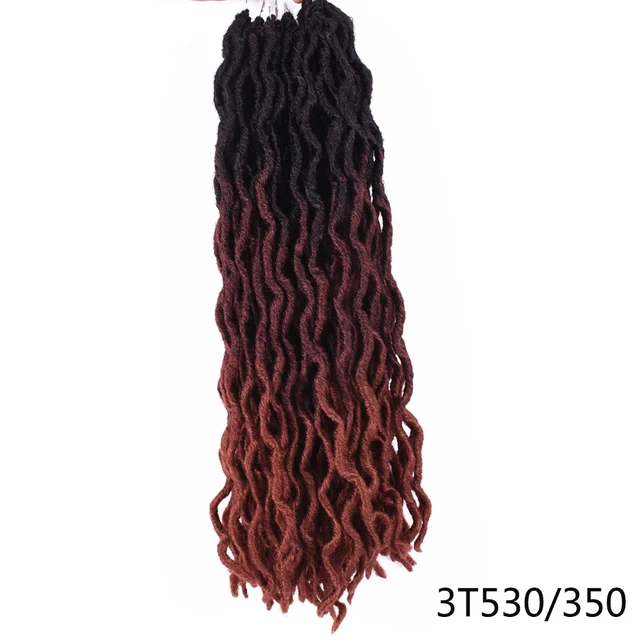 Goddess Nu Locs Soft Curly Faux Locs Crochet Hair Braids 18inch Synthetic Ombre Braiding Hair Extensions Pre Loop 3t 530 350