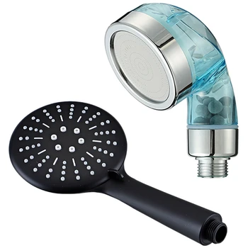 

2 Pcs Shower Head Filter High-Pressure Water-Saving Rain Shower Watering Head, Black & Light Blue