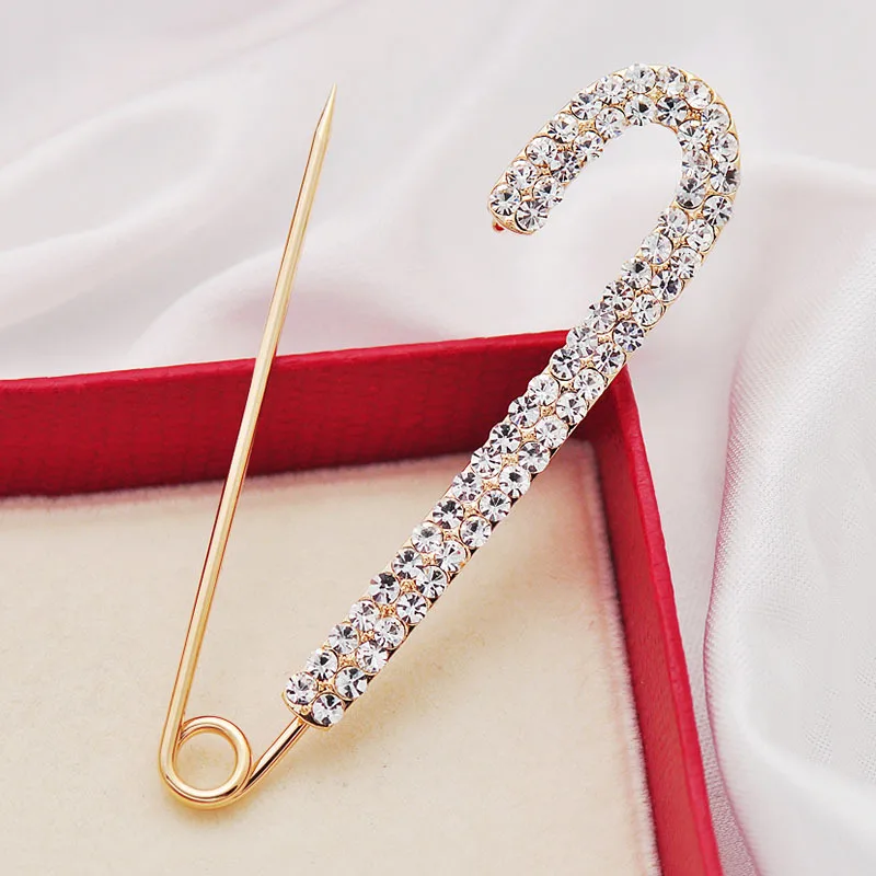 Rhinestone Big Safety Pins For Cardigan Coat Sweater Jewelry Women