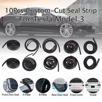 

10Pcs Car Seal Car Door Seal Strip Kit Soundproof Noise Insulation Weather Strip Sealing Styling Mouldings For Tesla Model 3