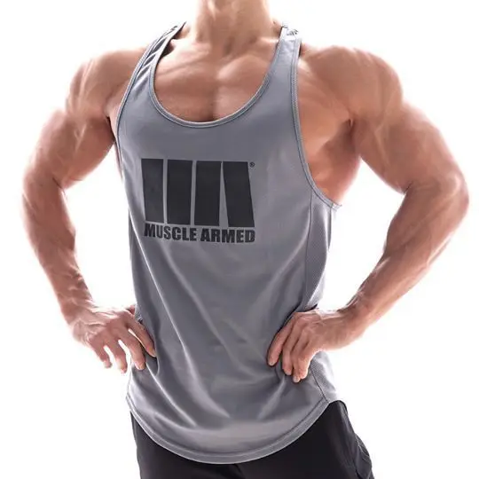 

2019 New Style Muscle Brother Fitness Sports Casual Summer Working Word Pure Running Training Elasticity Breathable Vest