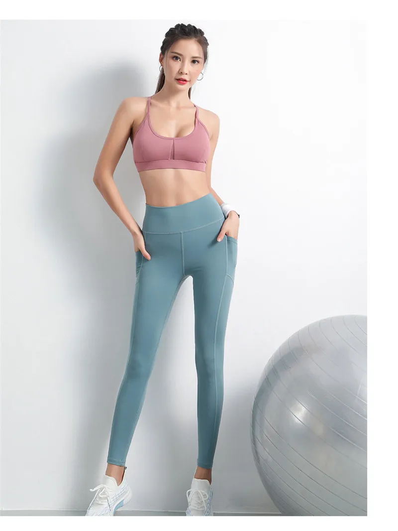 Женские сексуальные персиковые штаны для фитнеса и йоги, женские эластичные спортивные длинные колготки, быстросохнущие тренировочные штаны для бега с высокой талией для йоги