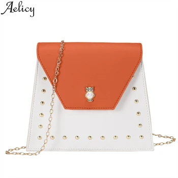 

Aelicy Messenger Bags For Women 2019 Contrast Rivet Chain Small Square Bag Shoulder Crossbody Bags For Women 2019 Luxury Brand