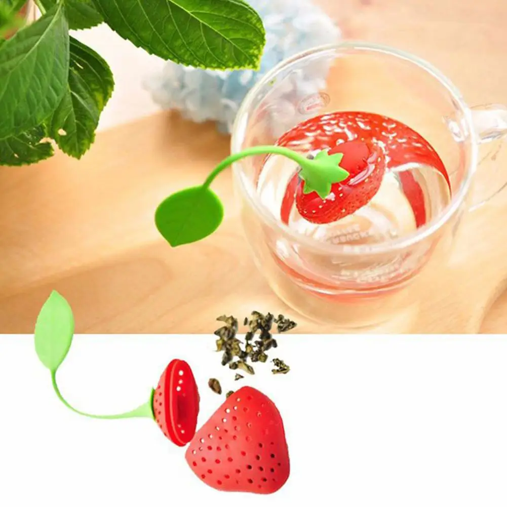 

Strawberry Shaped Silicone Tea Strainer Holder Tea Filter Infuser Steeper Tea Infusers Teaware Kitchen Tools New