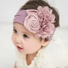 Nishine estiramento macio cetim rosa flor bebê bandana recém-nascido nó largo náilon headbands turbante meninas headwear crianças foto adereços(China)