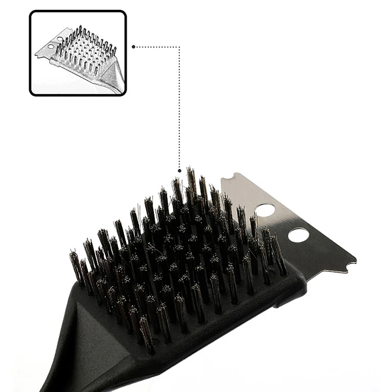 Pretty Stainless Steel Tip Tail Brush Barbecue Tail Brush Plastic Steel Wire Tail Brush Barbecue Tools Grill Cleaning Brush
