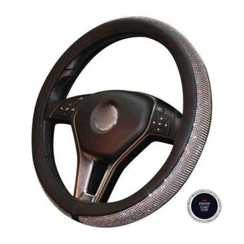 

1 Pcs Universal Bling Bling PU Leather Steering Wheel Cover Crystal Rhinestone Ring Sticker