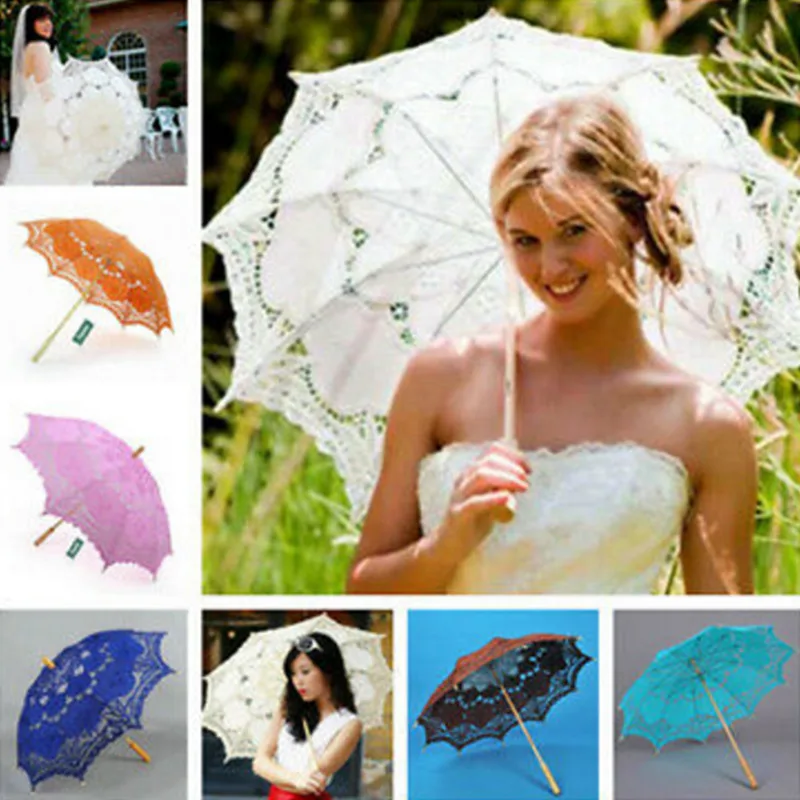 Летний кружевной ручной зонтик для свадьбы, зонтик для невесты, аксессуары для свадебной вечеринки, зонтик