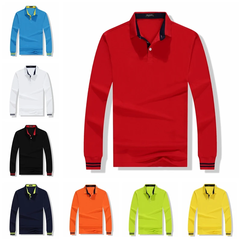 

High Quality Men Polo Shirt Fall Long Sleeve Solid Large Size Top Fall Polos Shirt Fashion Popular Casual Couple clothing Custom
