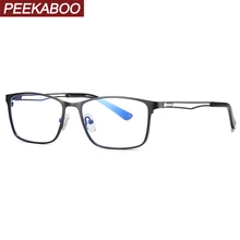 Peekaboo, металлические, анти-синий светильник, очки, прямоугольные, мужские, высокое качество, мужские очки, оправа, оптическая, полная оправа, синий, серый