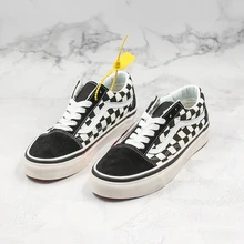 VANS Первичная проверка старый SKOOL унисекс классический шахматный Скейтбординг обувь# VN0A38G2OAK Лидер продаж