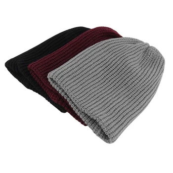 

Solid knitted Cap Men's Beanie Knit Ski Cap Hip-Hop Winter Warm Unisex Wool Hat Winter Hats For Men Black/Red/Gray