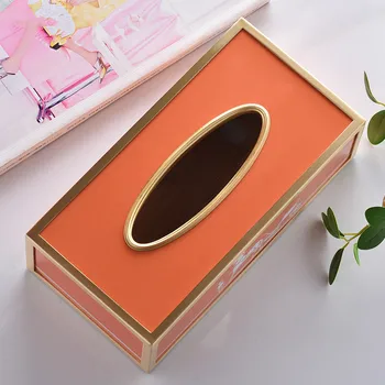 

Tissue box bathroom Copper rectangle organizer paper holder/rack removable waterproof function for Living Room table useful