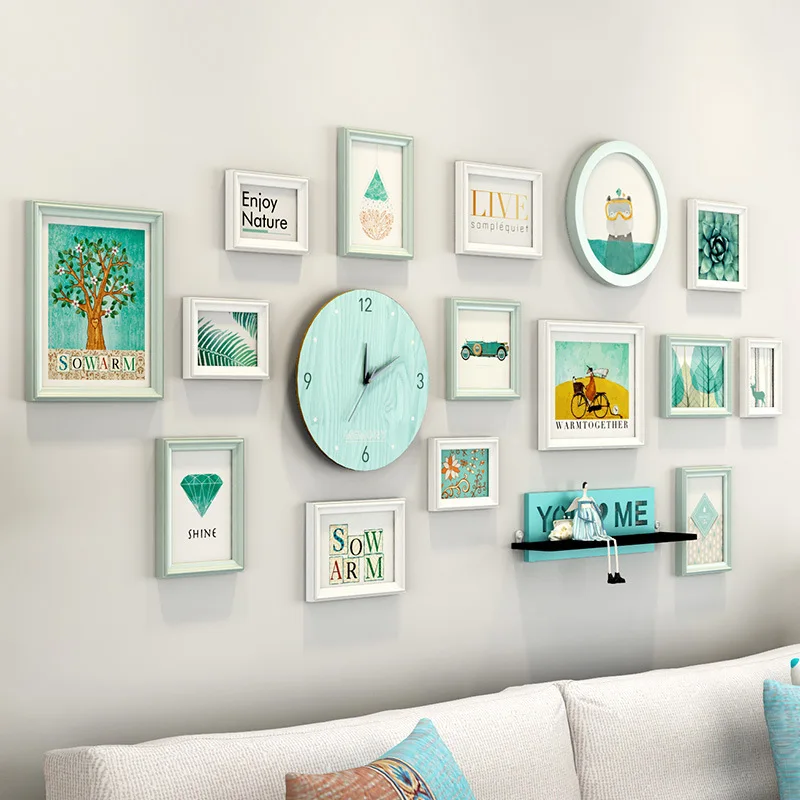

Quality Fresh Photo Frame Set Living Room Picture Frame Wall Decoration Combination Photo Picture Frame porta retrato moldura