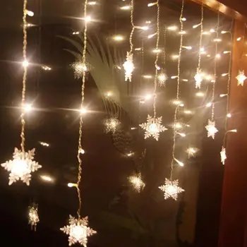 

Snowflake Light LED Curtain Lamp String Fairy EU Plug Waterproof Xmas Home