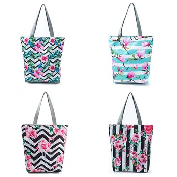 

Female Cheap Summer Beach Bag Canvas Hot Sale Women Casual Tote Girls Lady Design Handbag Lovely Printed Shoulder Bag