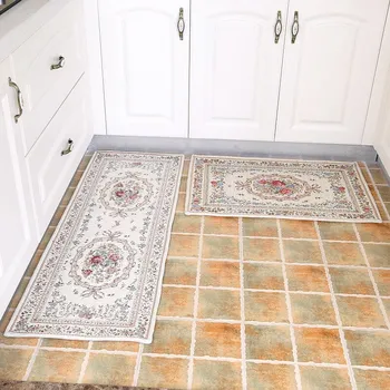 

European Style Rugs for Kitchen Pastoral Floral Kitchen Mat Water Oil Absorption Kitchen Carpet Bathroom Rugs Bedroom Bedside