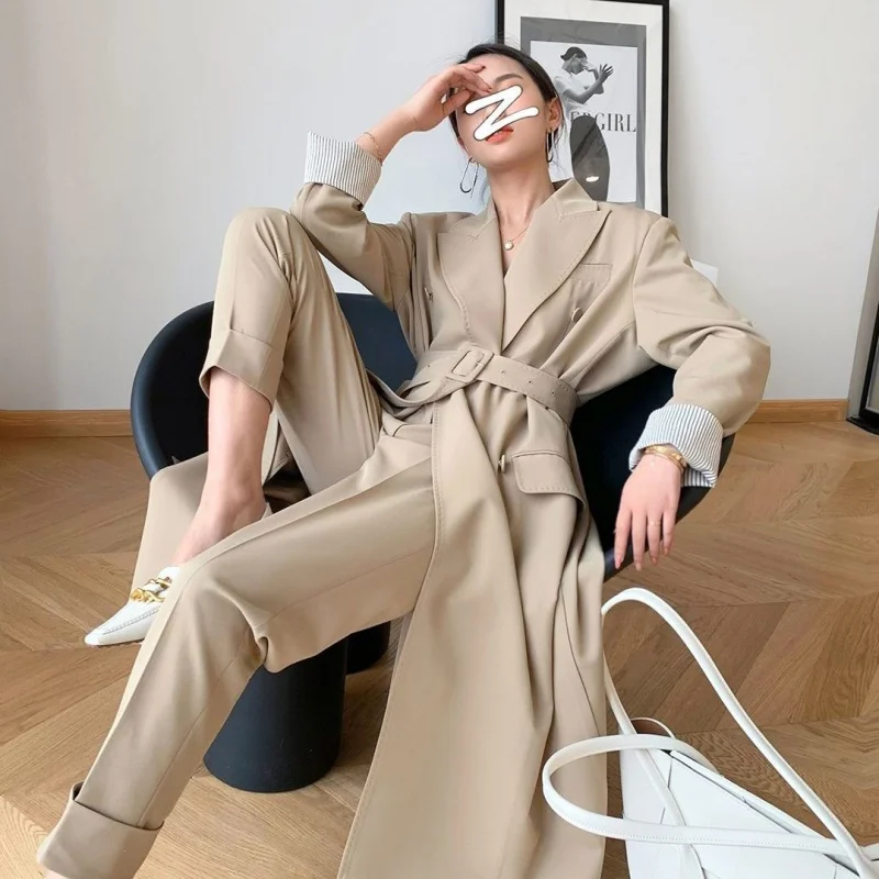2020 Autumn Mid-Length Jacket With Belt  Korean