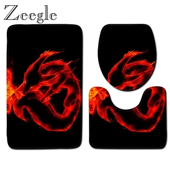

Zeegle 3pcs Bathroom Mat Set Shower Room Water Absorption Rug Non-Slip Toilet Soft Mat Bath Mat Set Toilet Rug Floor Carpet