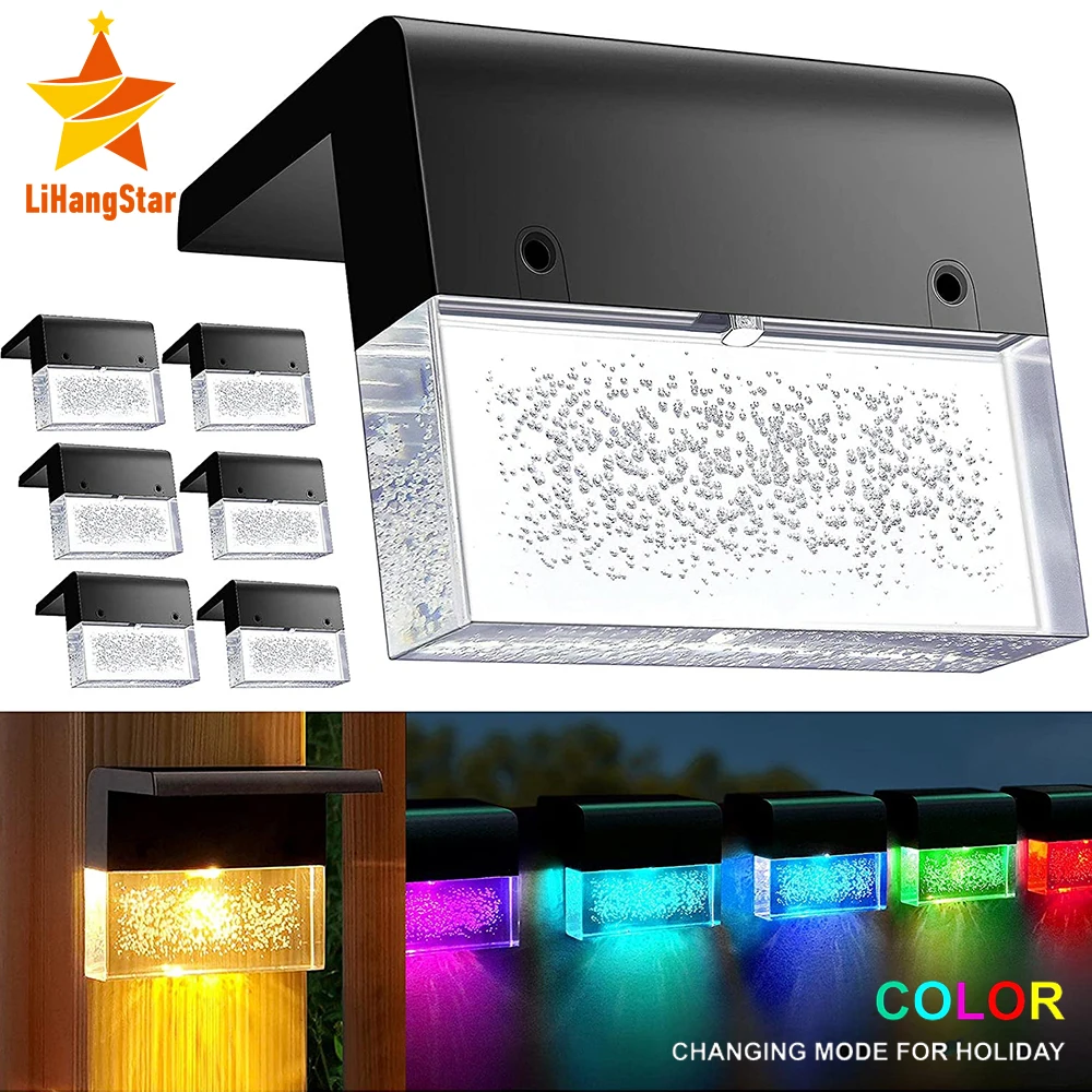 LED Solar Light Deck Light Outdoor Waterproof LED Fence Light for Steps, Courtyards, Railings, Walls, Warm White/color Change led solar light deck light outdoor waterproof led fence light for steps courtyards railings walls warm white color change