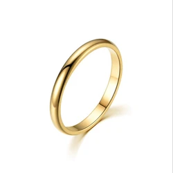 Elegant Golden Stainless Steel Couple Rings - Smooth Finish Fashion Jewelry (No engraving)