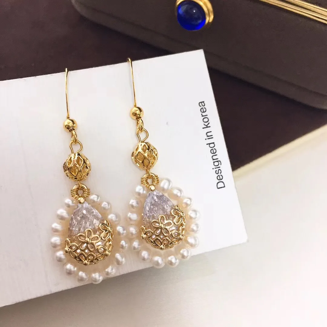 

Butterfly Home Ymes15d15ii Elegant you ya kuan 14k Gold 3-4 near round Glare Virgine Pearl Earring