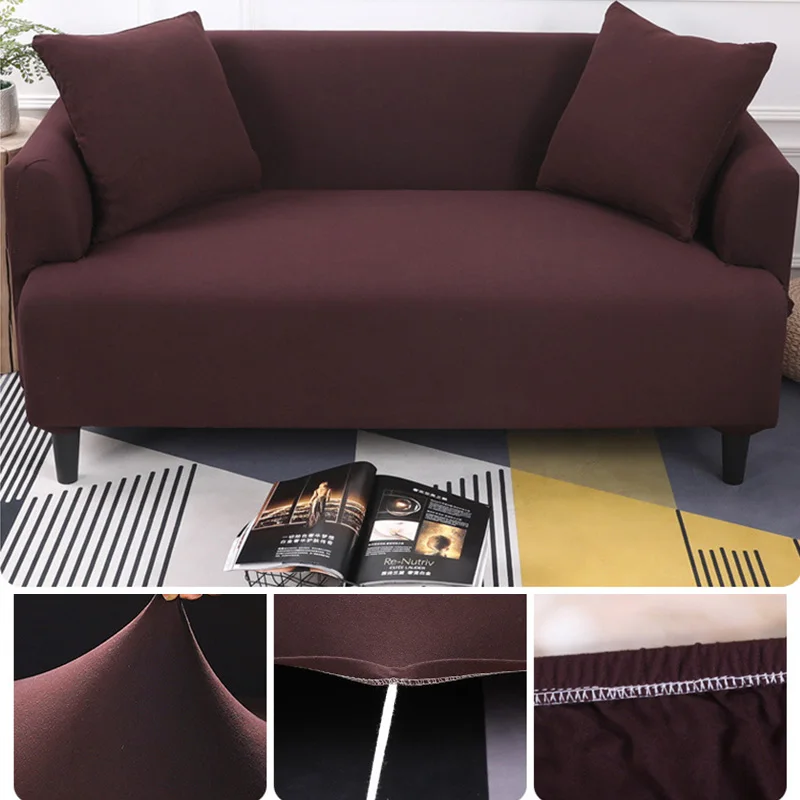 

1/2/3/4 Seater Sofa Cover Spandex Modern Elastic Polyester Solid Couch Slipcover Chair Furniture Protector Living Room 6 Colors