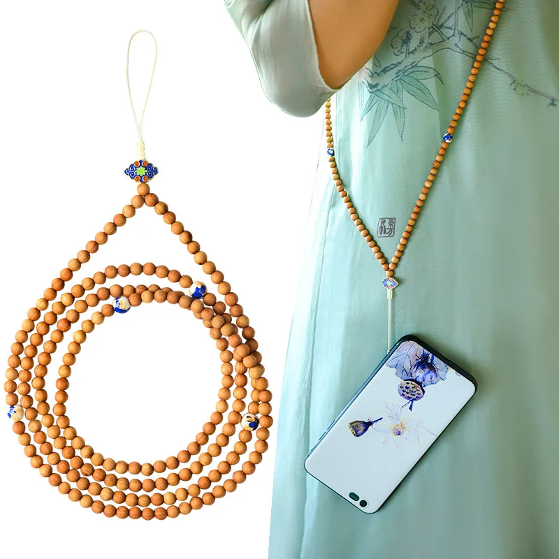 

Chinese Mobile Phone Chain Wooden Thuja Mobile Phone Chain Long Mobile Pendant Pendant Lanyard key strap lanyard neck strap