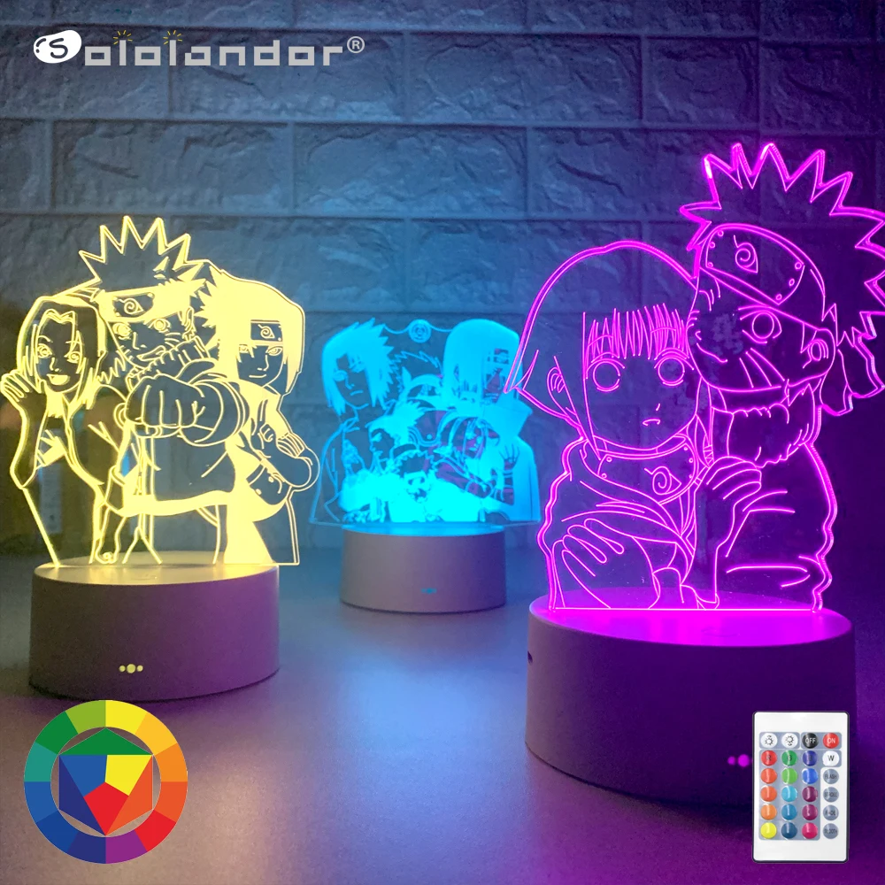 

Newest Anime Figure Uzumaki Naruto with Dagger 3D LED Night Lights RGB 7 Colors White Base Desk Lamp Home Decor Birthday lamps