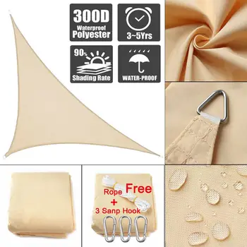 

3x3x4m Waterproof Triangle Sun Shade Sail Sunshade Protection Outdoor Swimming Pool UV Block Awning Canopy Camping Shade Cloth