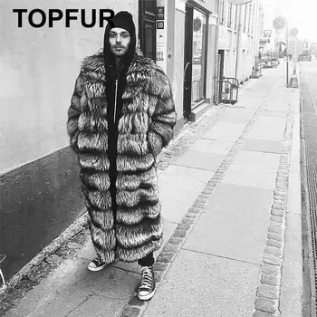 

TOPFUR Men Winter Series Clothing Genuine Leather Jackets Men Spring Real Fur Coat Women Natural Silver Fox Fur Coat With Collar