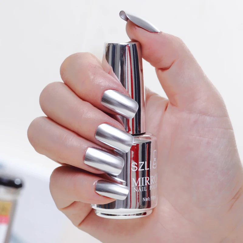 

18ml Fashion Mirror Nail Polish Silver Transparent Purple Rose Gold Long-Lasting Nail Polish Girl Cute Manicure Lacquer TSLM2