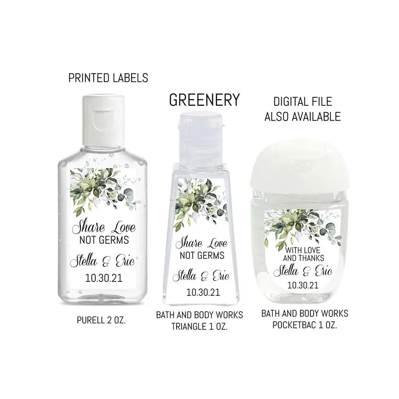 Personalised any text Greenery Baptism Sanitizer Favor, Custom Wedding Hand Sanitizer Labels, Baptism Sanitizer Labels Stickers